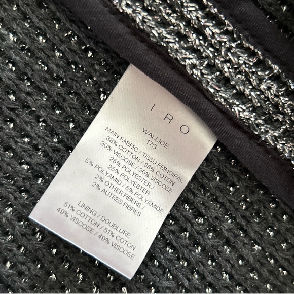 $500 IRO size 40 US size M WALLIS Gunmetal Silver  Metallic Boucle Knit Jacket - Picture 8 of 8